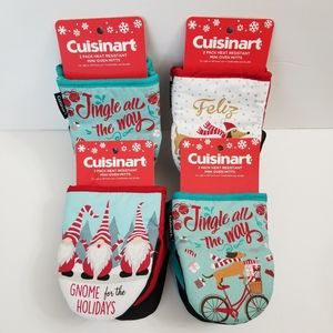 8 Christmas Cuisinart Mini Oven Mitts Gnome & Dog (4 pairs) Holidays